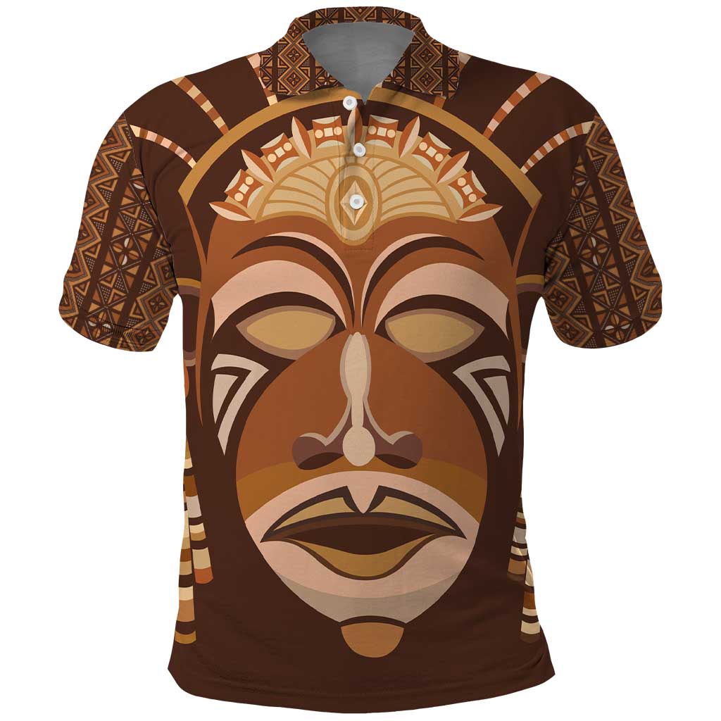 African Women Polo Shirt Tribal Ethnic Mask