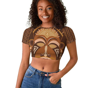 African Women Raglan Cropped T shirt Tribal Ethnic Mask