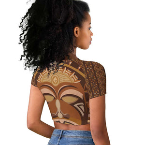 African Women Raglan Cropped T shirt Tribal Ethnic Mask