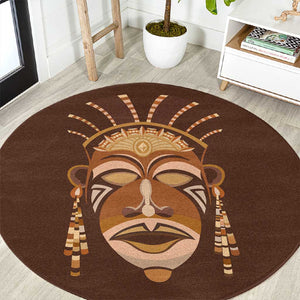 African Women Round Carpet Tribal Ethnic Mask