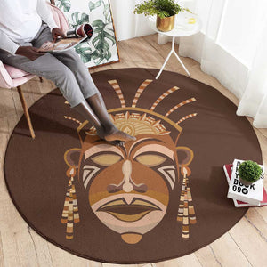 African Women Round Carpet Tribal Ethnic Mask