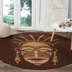 African Women Round Carpet Tribal Ethnic Mask