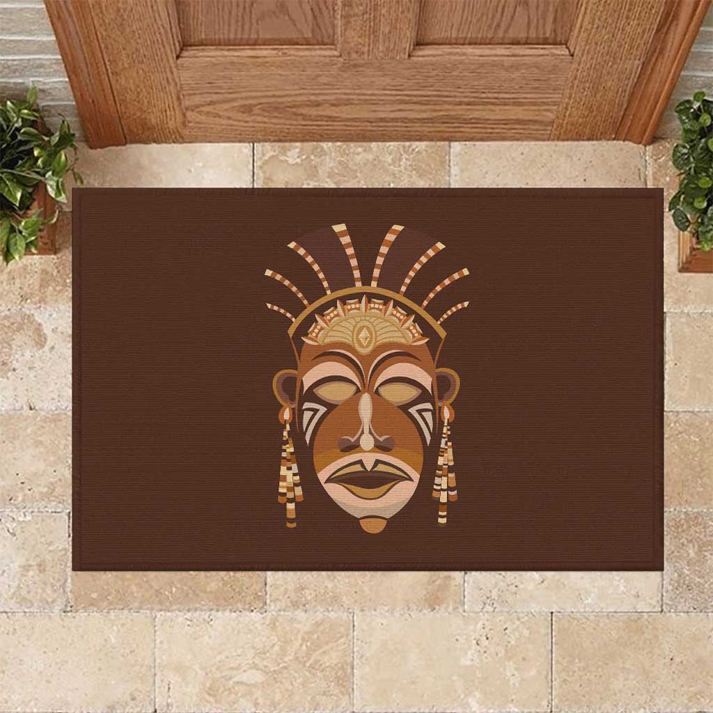 African Women Rubber Doormat Tribal Ethnic Mask