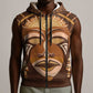 African Women Sleeveless Zip Hoodie Tribal Ethnic Mask - African Pride
