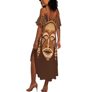 African Women Summer Maxi Dress Tribal Ethnic Mask