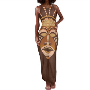 African Women Tank Maxi Dress Tribal Ethnic Mask