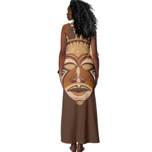 African Women Tank Maxi Dress Tribal Ethnic Mask