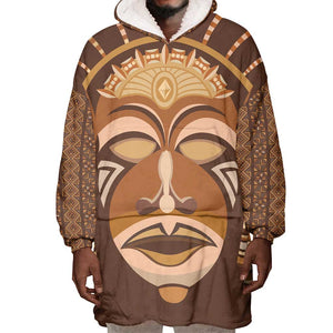 African Women Wearable Blanket Hoodie Tribal Ethnic Mask