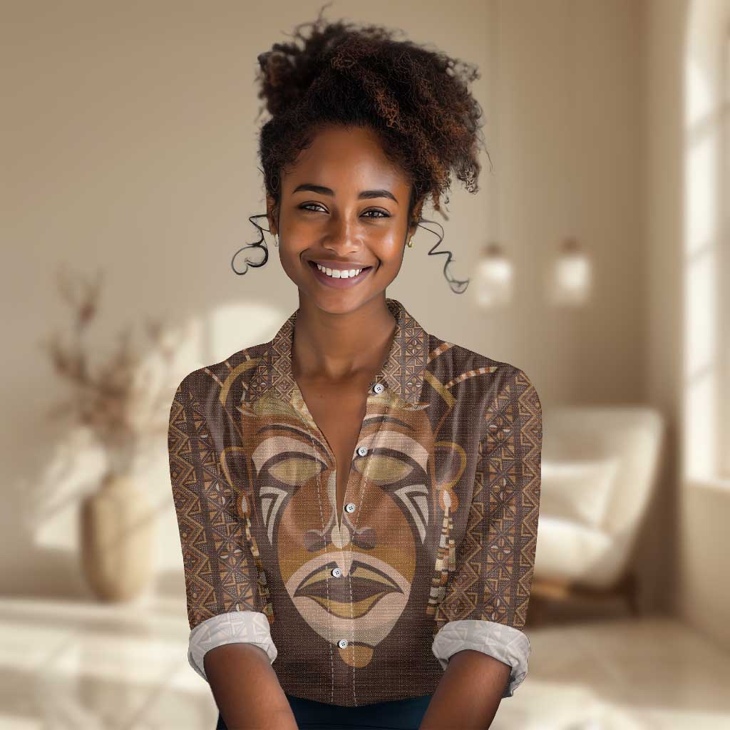 African Women Women Casual Shirt Tribal Ethnic Mask