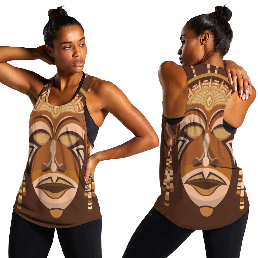 African Women Women Racerback Tank Tribal Ethnic Mask