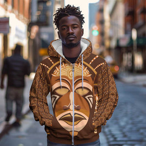 African Women Zip Hoodie Tribal Ethnic Mask