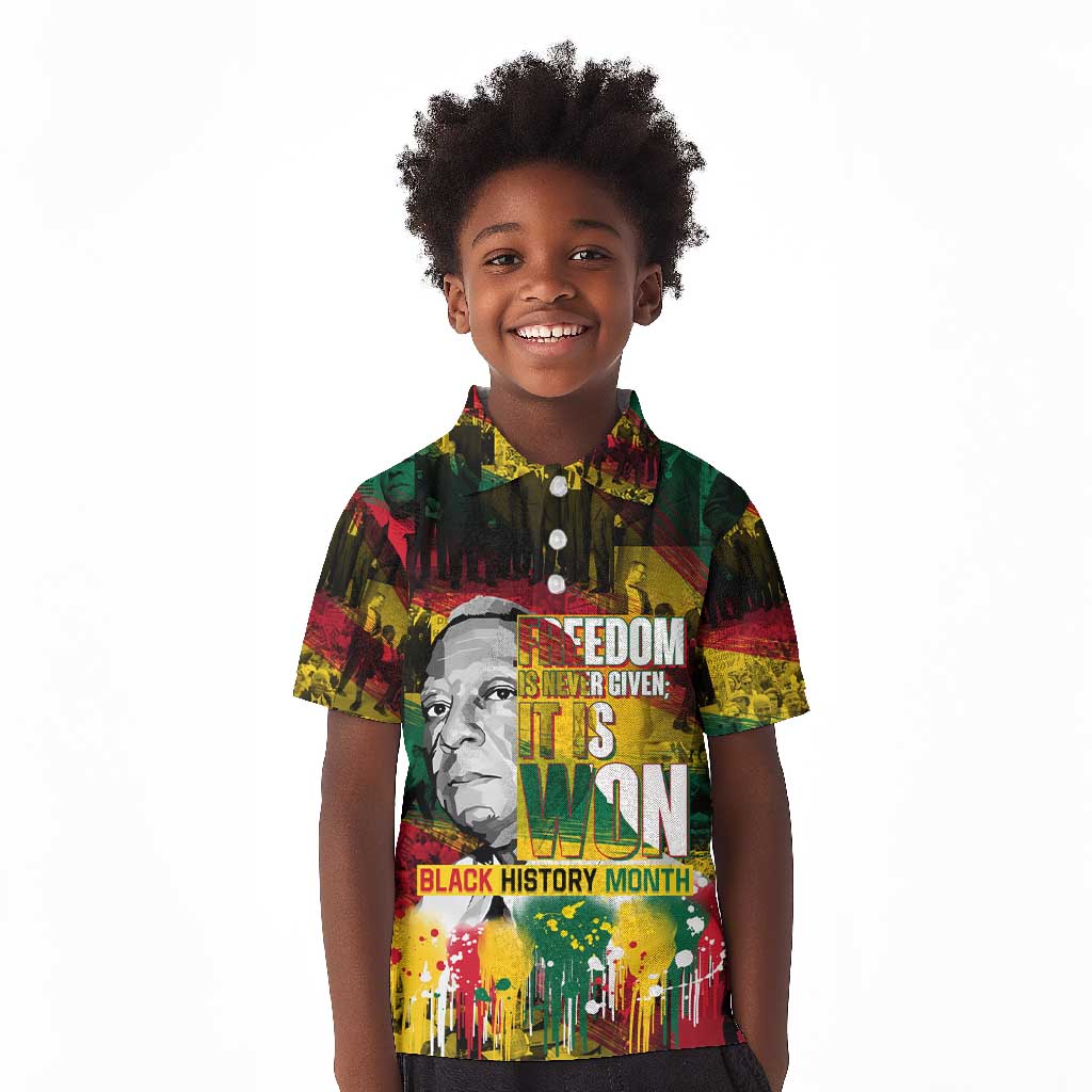 Freedom Is Never Given It Is Won Kid Polo Shirt Asa Philip Randolph