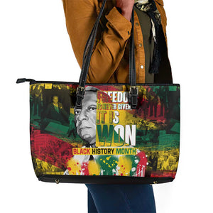 Freedom Is Never Given It Is Won Leather Tote Bag Asa Philip Randolph