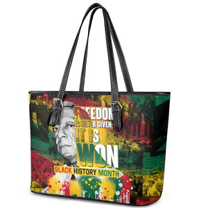 Freedom Is Never Given It Is Won Leather Tote Bag Asa Philip Randolph