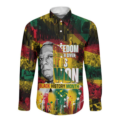 Freedom Is Never Given It Is Won Long Sleeve Button Shirt Asa Philip Randolph
