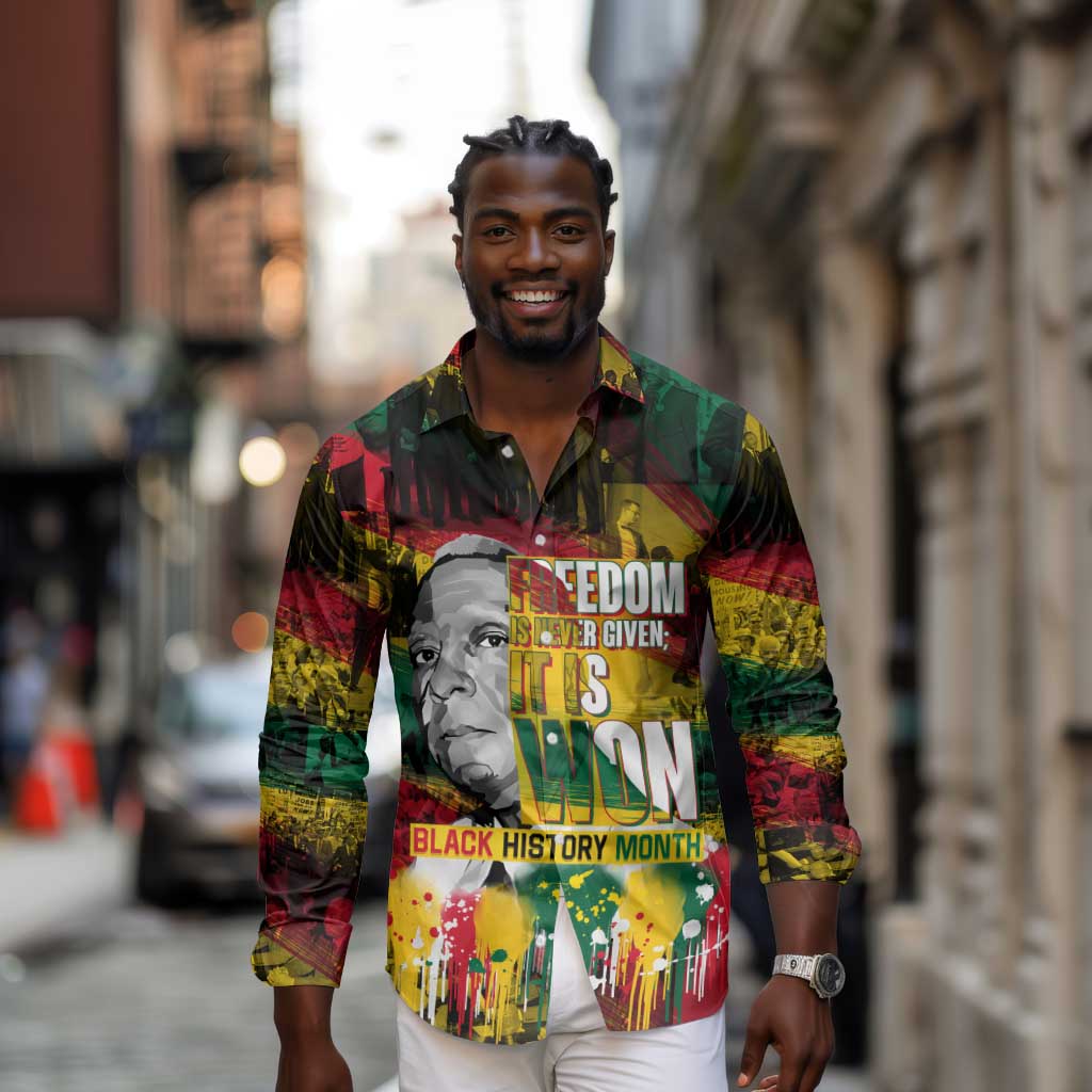 Freedom Is Never Given It Is Won Long Sleeve Button Shirt Asa Philip Randolph