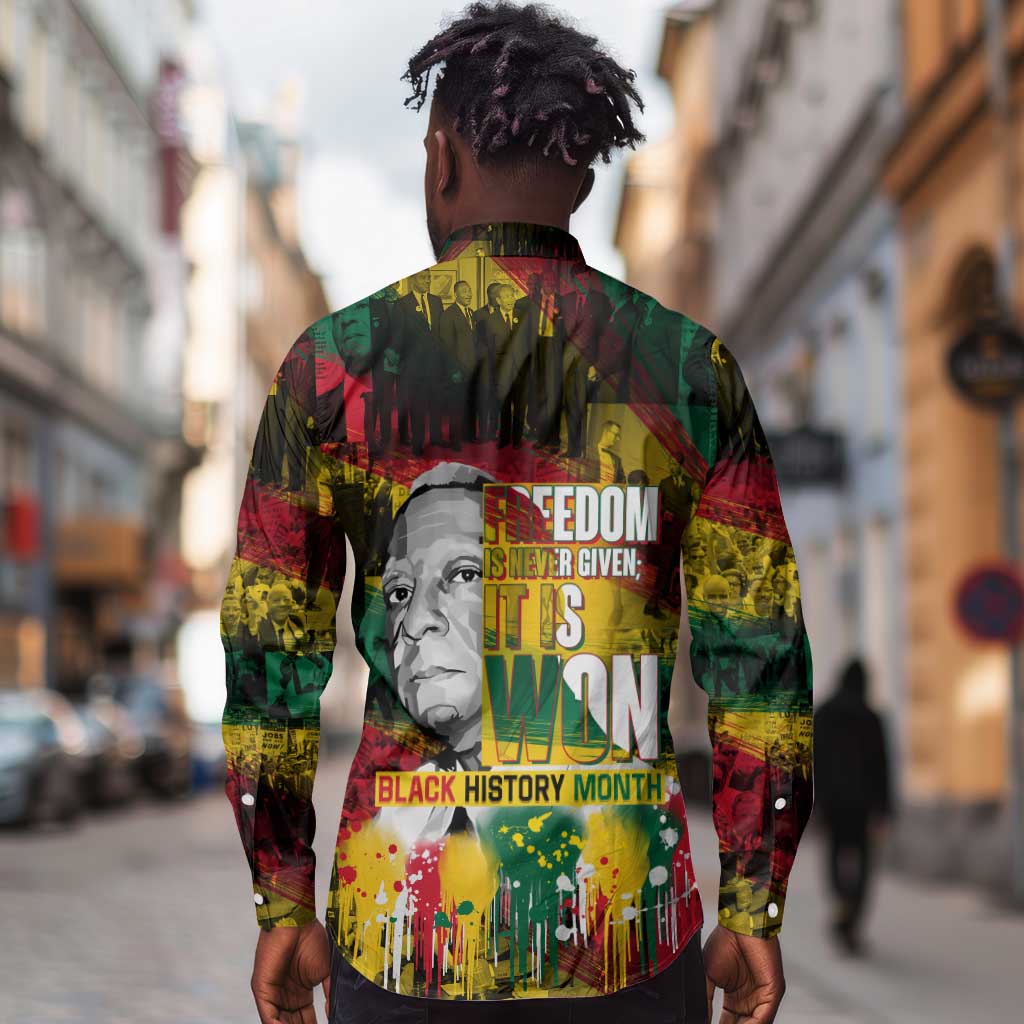 Freedom Is Never Given It Is Won Long Sleeve Button Shirt Asa Philip Randolph