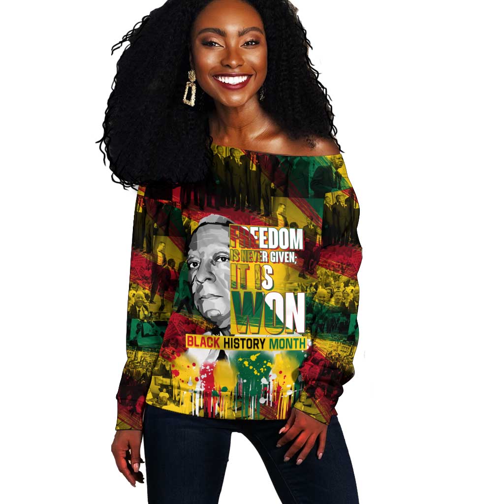 Freedom Is Never Given It Is Won Off Shoulder Sweater Asa Philip Randolph