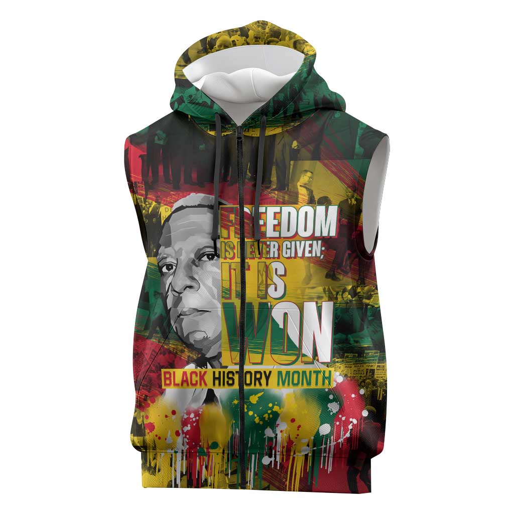 Freedom Is Never Given It Is Won Sleeveless Zip Hoodie Asa Philip Randolph - African Pride