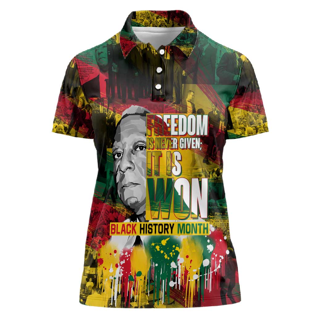 Freedom Is Never Given It Is Won Women Polo Shirt Asa Philip Randolph