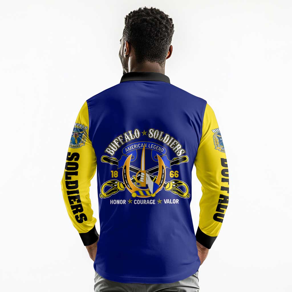 We Can We Will Buffalo Soldiers Long Sleeve Polo Shirt Us Army Ready and Forward