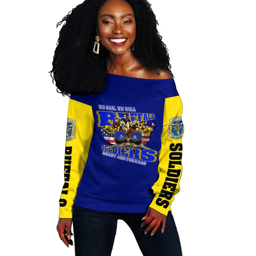 We Can We Will Buffalo Soldiers Off Shoulder Sweater Us Army Ready and Forward