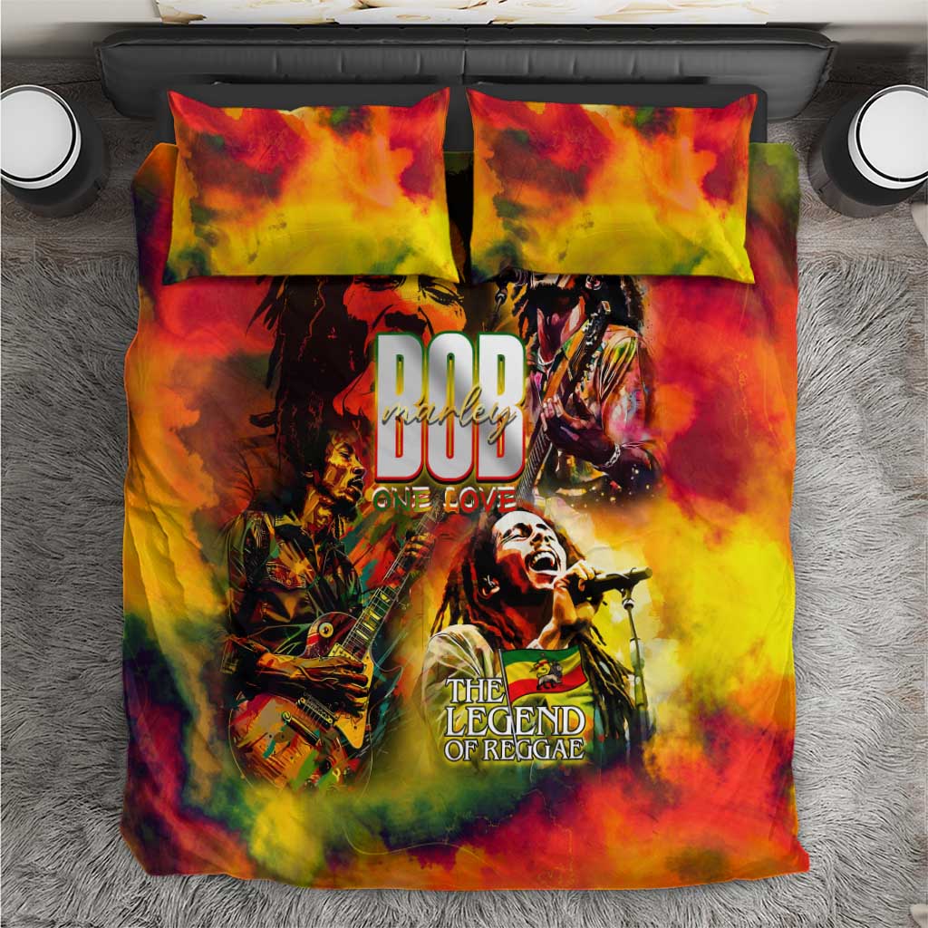 The Legend of Reggae One Love Bedding Set Bob Colorful Art