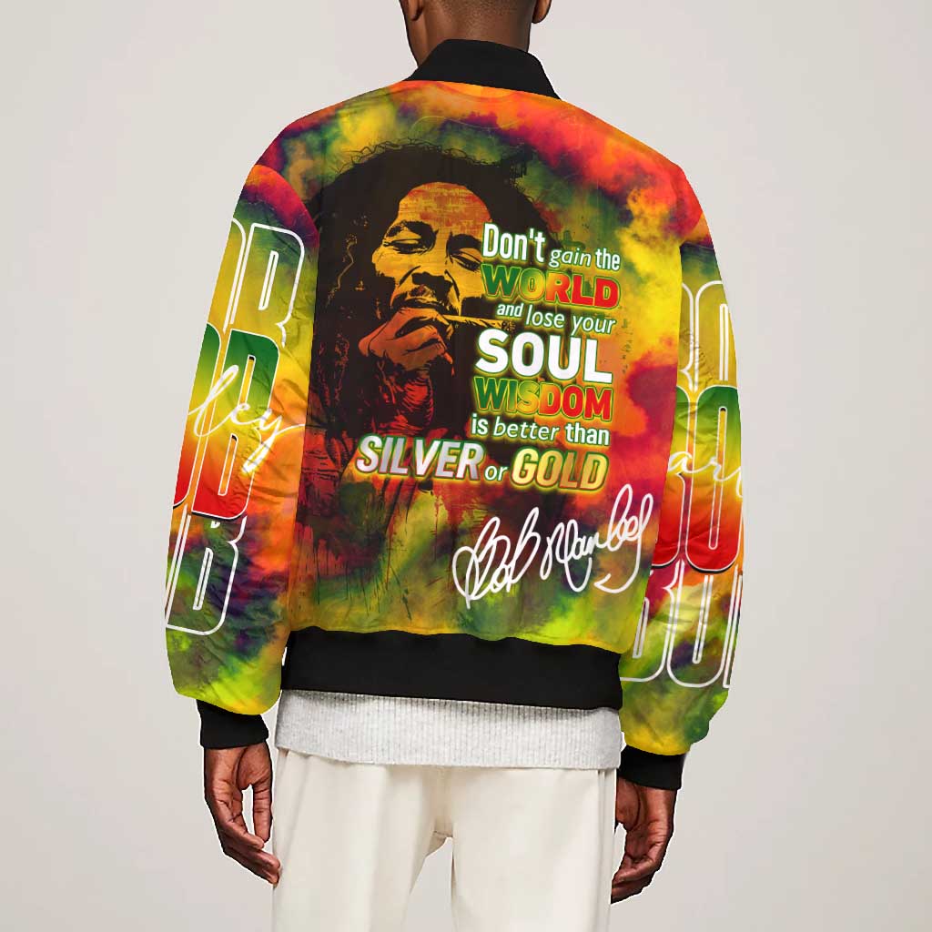 The Legend of Reggae One Love Bomber Jacket Bob Colorful Art