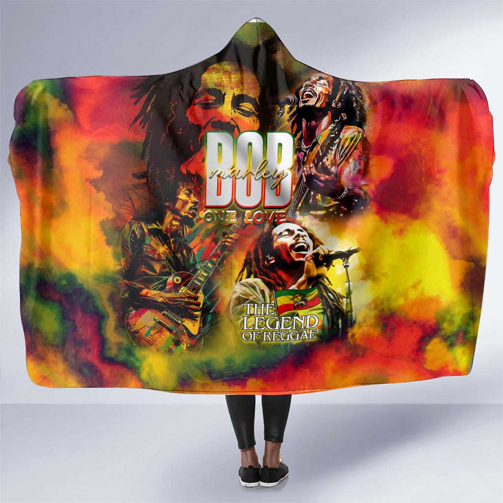 The Legend of Reggae One Love Hooded Blanket Bob Colorful Art