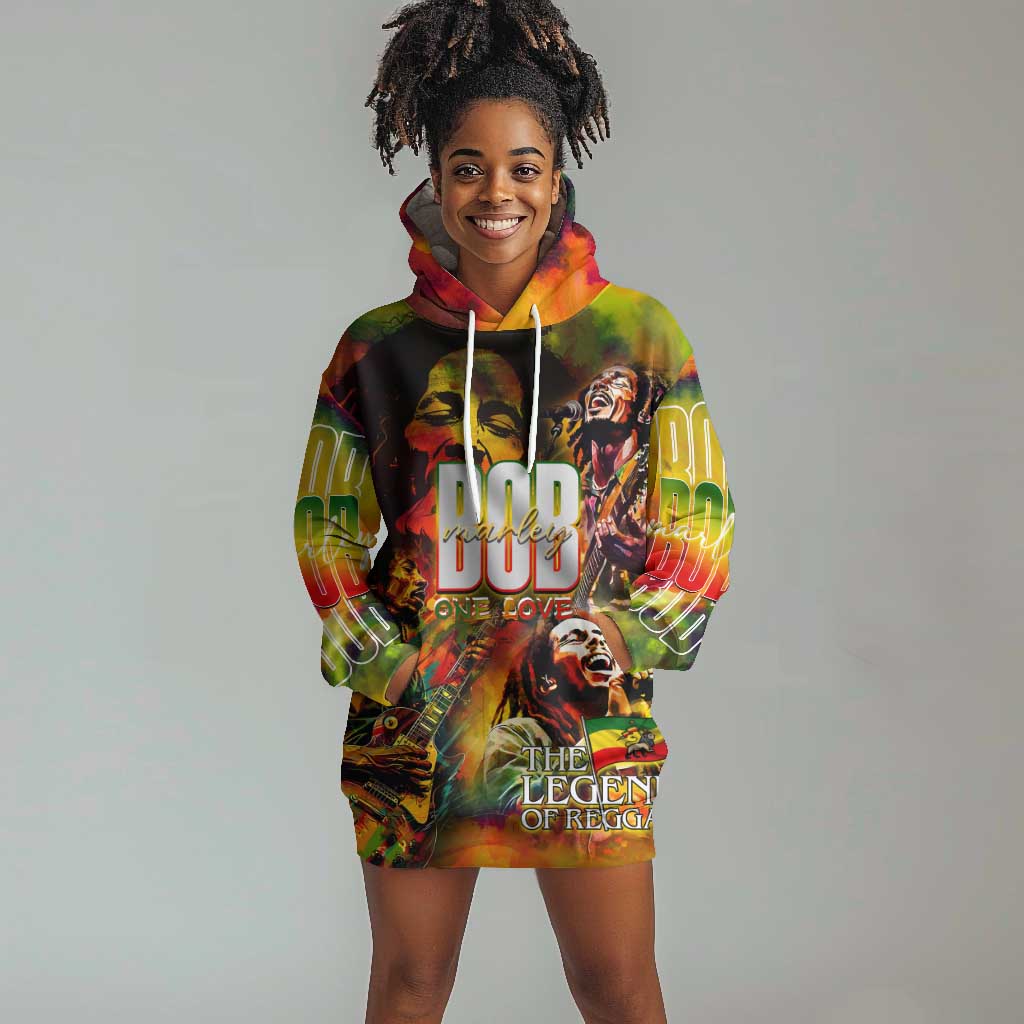 The Legend of Reggae One Love Hoodie Dress Bob Colorful Art