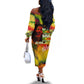 The Legend of Reggae One Love Off The Shoulder Long Sleeve Dress Bob Colorful Art