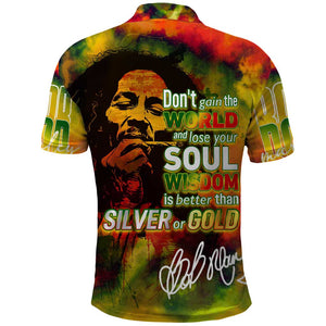 The Legend of Reggae One Love Polo Shirt Bob Colorful Art