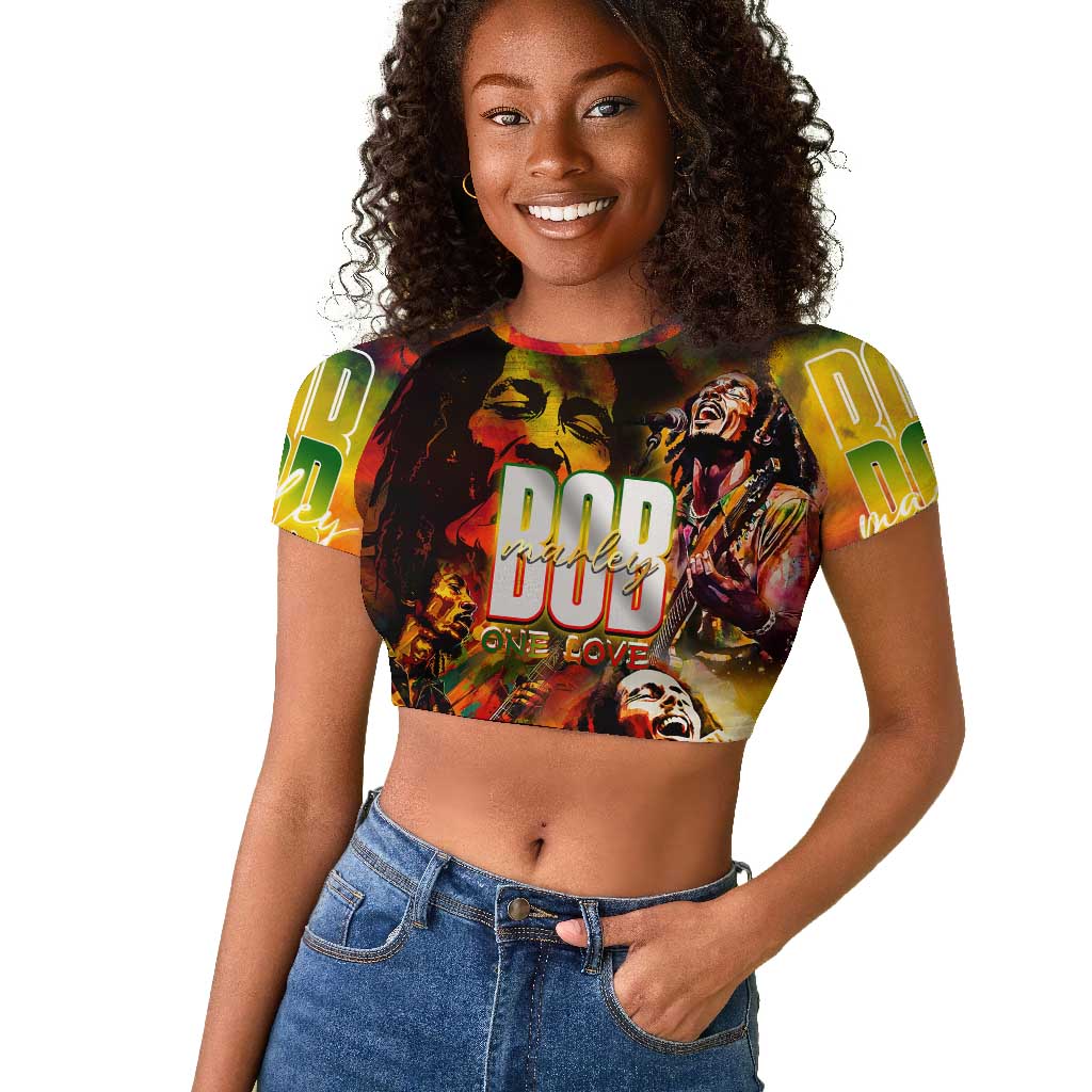 The Legend of Reggae One Love Raglan Cropped T shirt Bob Colorful Art