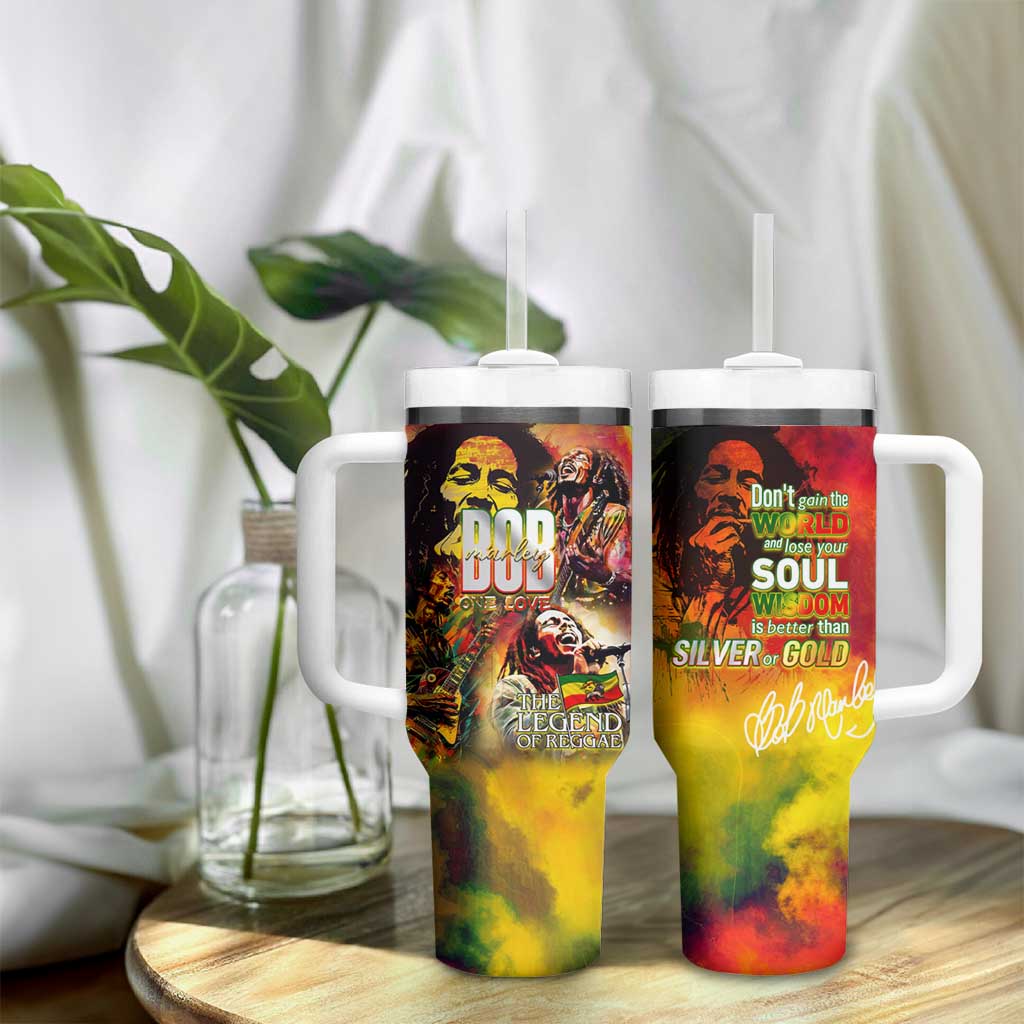 The Legend of Reggae One Love Tumbler With Handle Bob Colorful Art