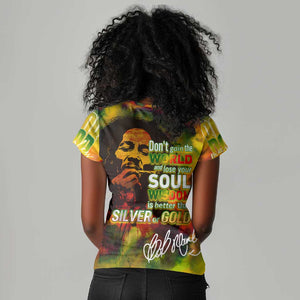 The Legend of Reggae One Love Women V-Neck T-Shirt Bob Colorful Art