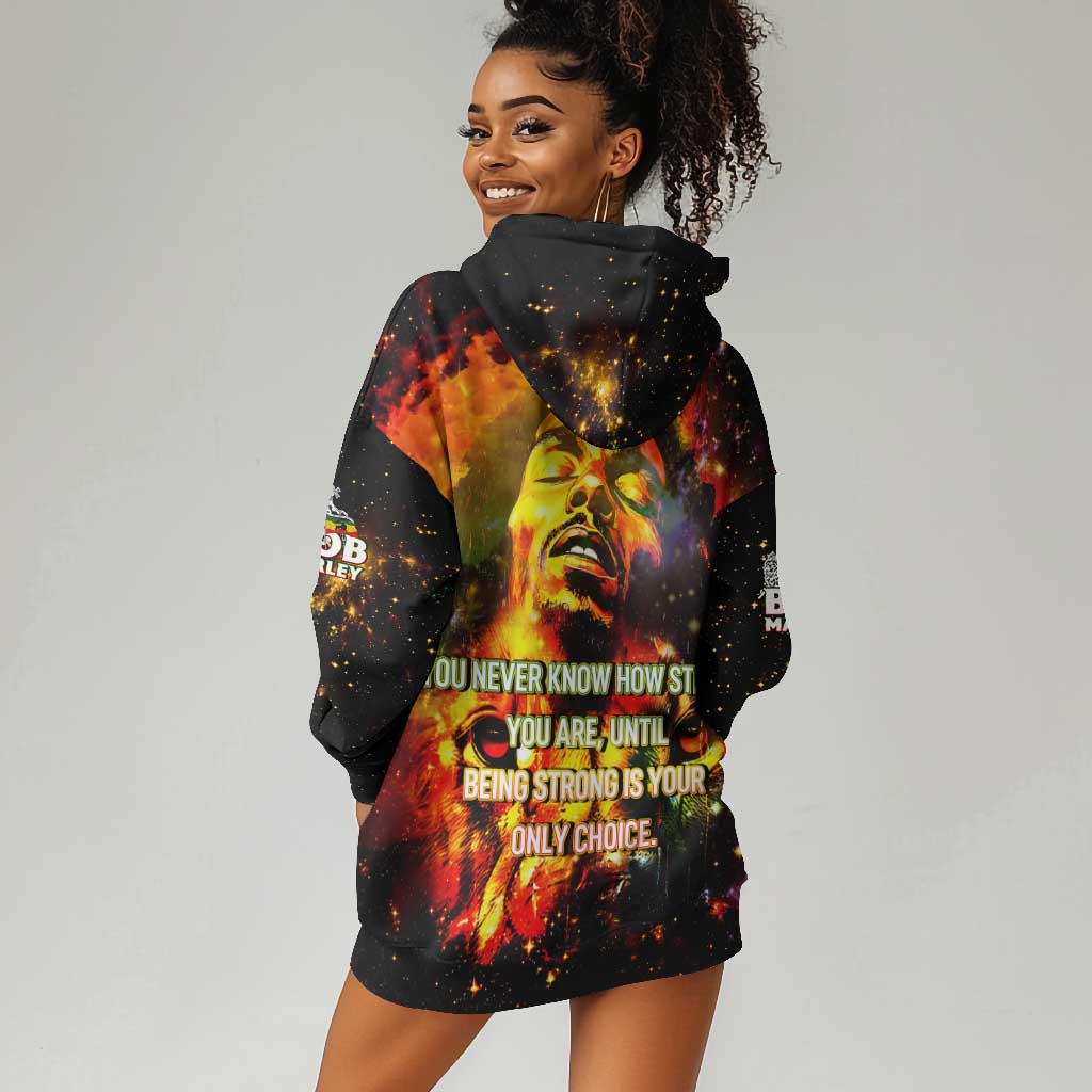 Bob King Of Reggae Rastafari Lion Hoodie Dress You Never Know How Strong You Are