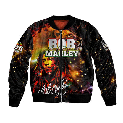 Bob King Of Reggae Rastafari Lion Sleeve Zip Bomber Jacket You Never Know How Strong You Are