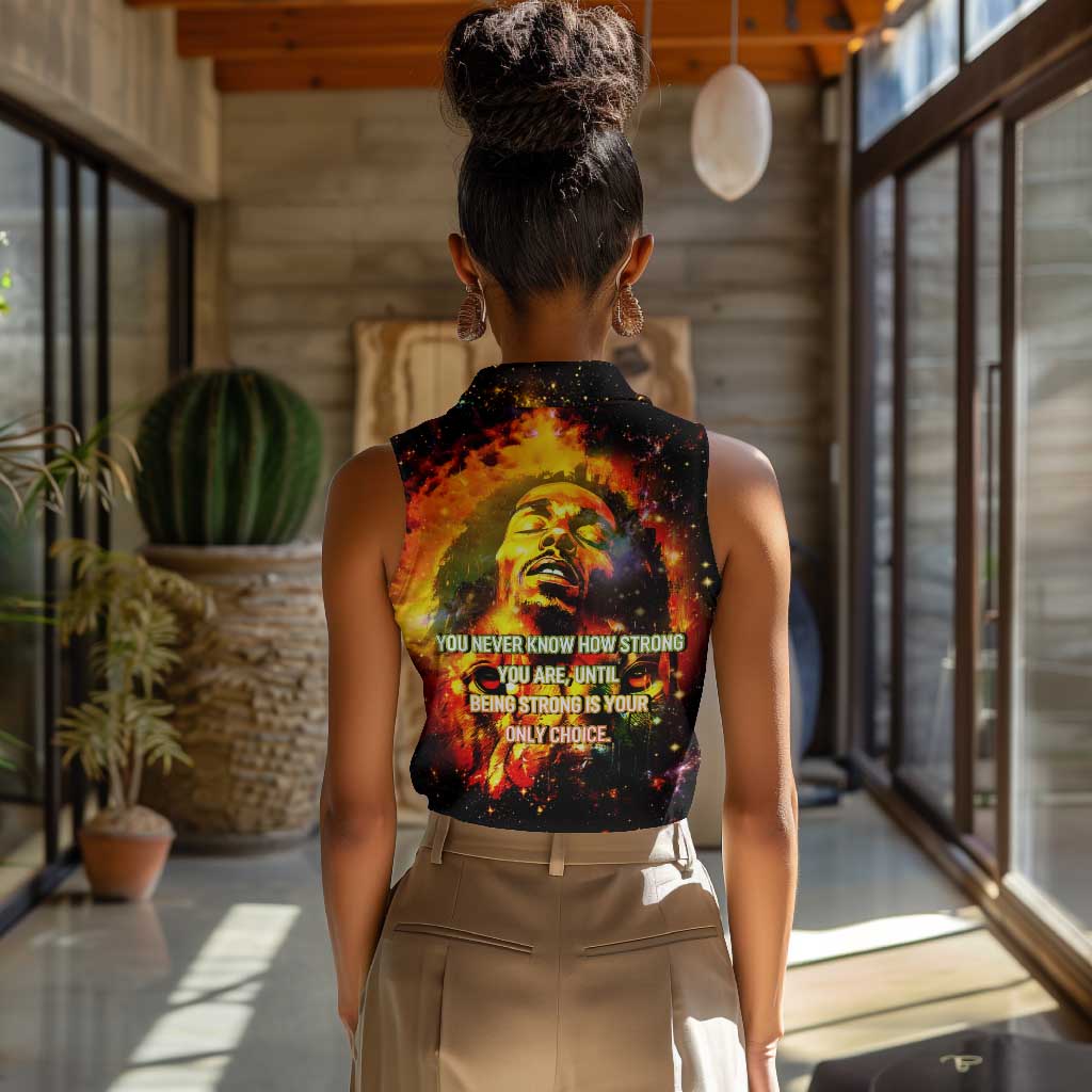 Bob King Of Reggae Rastafari Lion Women Sleeveless Polo Shirt You Never Know How Strong You Are