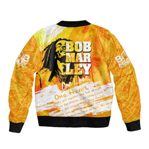 Legend Bob Reggae Afro Bomber Jacket One Love One Heart Tropical Leaf