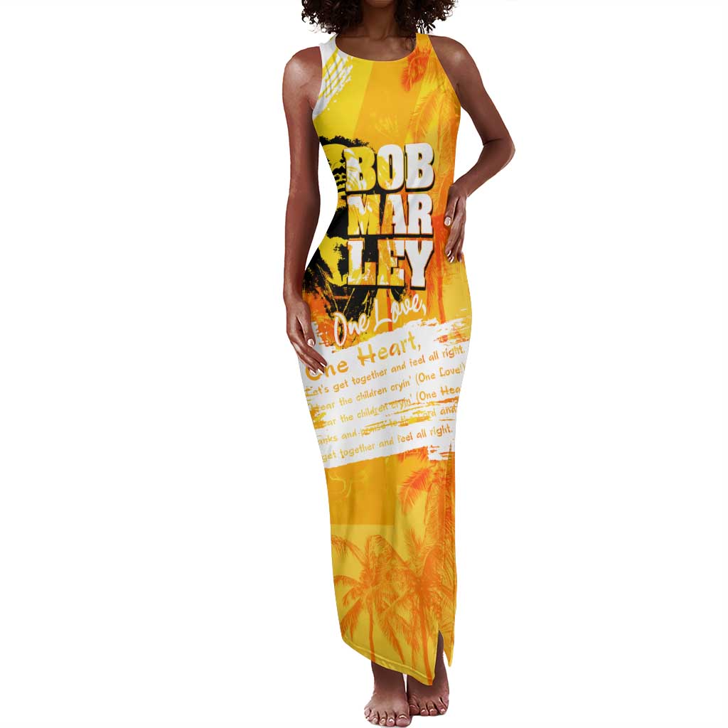 Legend Bob Reggae Afro Tank Maxi Dress One Love One Heart Tropical Leaf