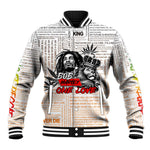 Afro King of Reggae Legend Bob Baseball Jacket Rastafari Lion Cannabis Typography Style