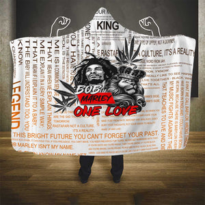 Afro King of Reggae Legend Bob Hooded Blanket Rastafari Lion Cannabis Typography Style