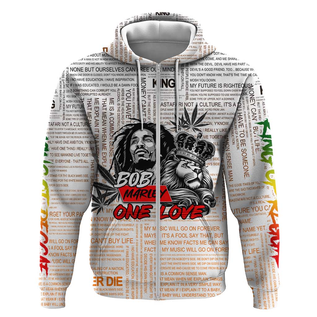 Afro King of Reggae Legend Bob Hoodie Rastafari Lion Cannabis Typography Style
