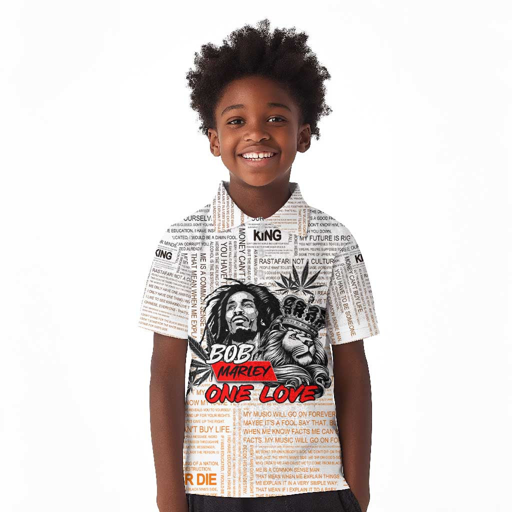 Afro King of Reggae Legend Bob Kid Polo Shirt Rastafari Lion Cannabis Typography Style