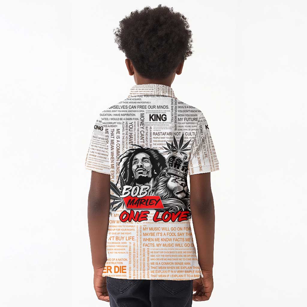 Afro King of Reggae Legend Bob Kid Polo Shirt Rastafari Lion Cannabis Typography Style