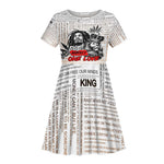 Afro King of Reggae Legend Bob Kid Short Sleeve Dress Rastafari Lion Cannabis Typography Style