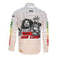 Afro King of Reggae Legend Bob Long Sleeve Button Shirt Rastafari Lion Cannabis Typography Style