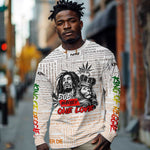 Afro King of Reggae Legend Bob Long Sleeve Shirt Rastafari Lion Cannabis Typography Style