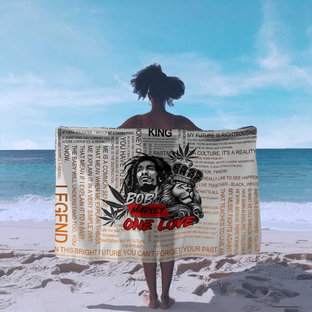 Afro King of Reggae Legend Bob Sarong Rastafari Lion Cannabis Typography Style