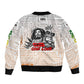 Afro King of Reggae Legend Bob Sleeve Zip Bomber Jacket Rastafari Lion Cannabis Typography Style